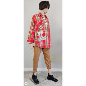 Custom Plaid Shirt Shacket Red Plaid Boho Country Red Truck Applique  Big Mac
